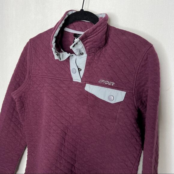 SPYDER / maroon diamond quilted pullover jacket / M - Picture 3 of 8